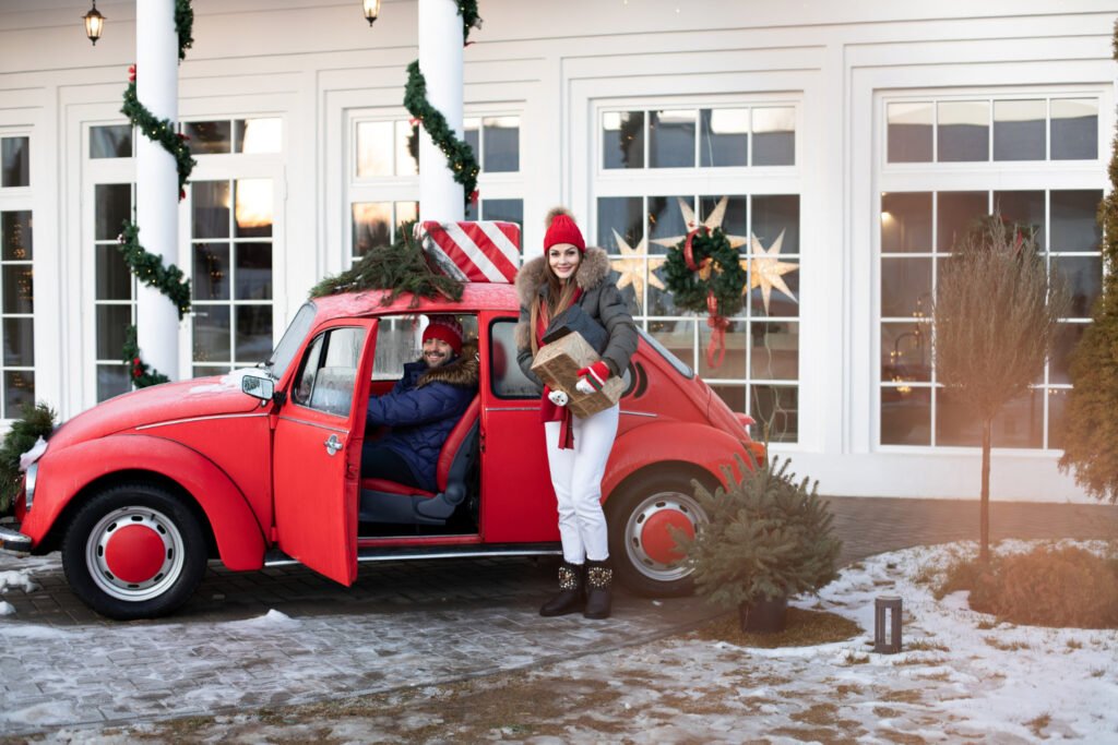 Elegant limo ride to a Christmas celebration